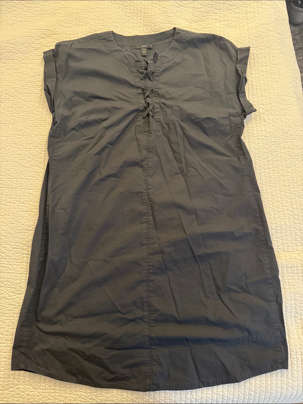 J Crew Women's Black Tie-Neck Shift Dress, Size L